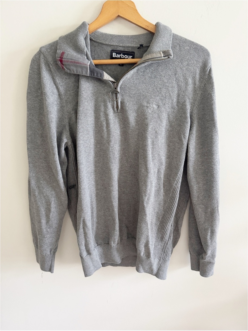 Barbour gray Cotton Quarter-Zip Jumper sweater size Large